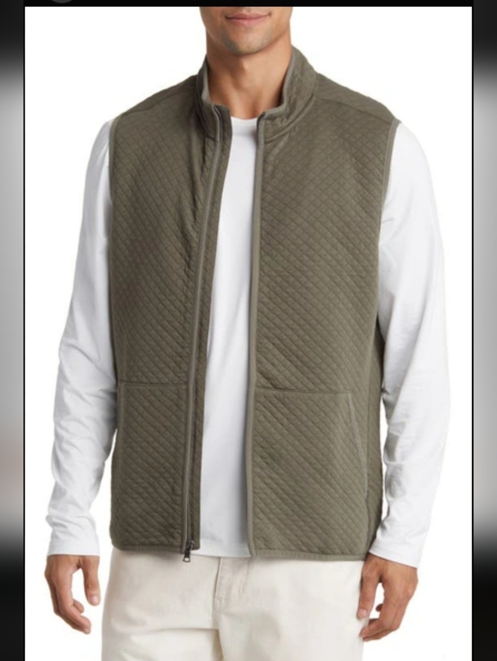 Rhone Gramercy Quilted Zip Vest In Lichen Green NWOT